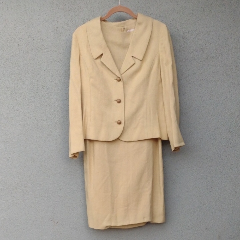 60s Jr Sophisticates Butter Yellow Dress Suit Sz Small